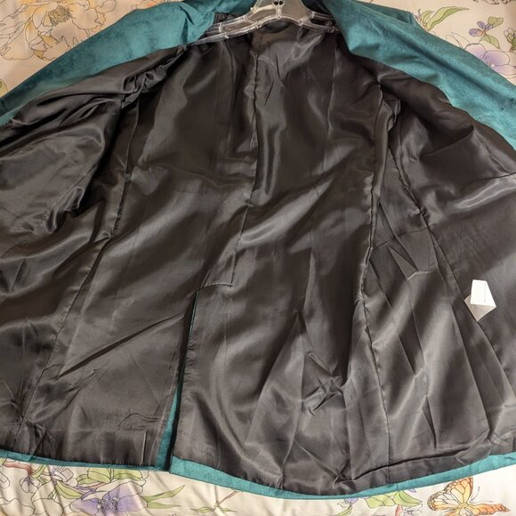 Women's Emerald Green Blazer, Velvet, Large - Picture 6 of 7